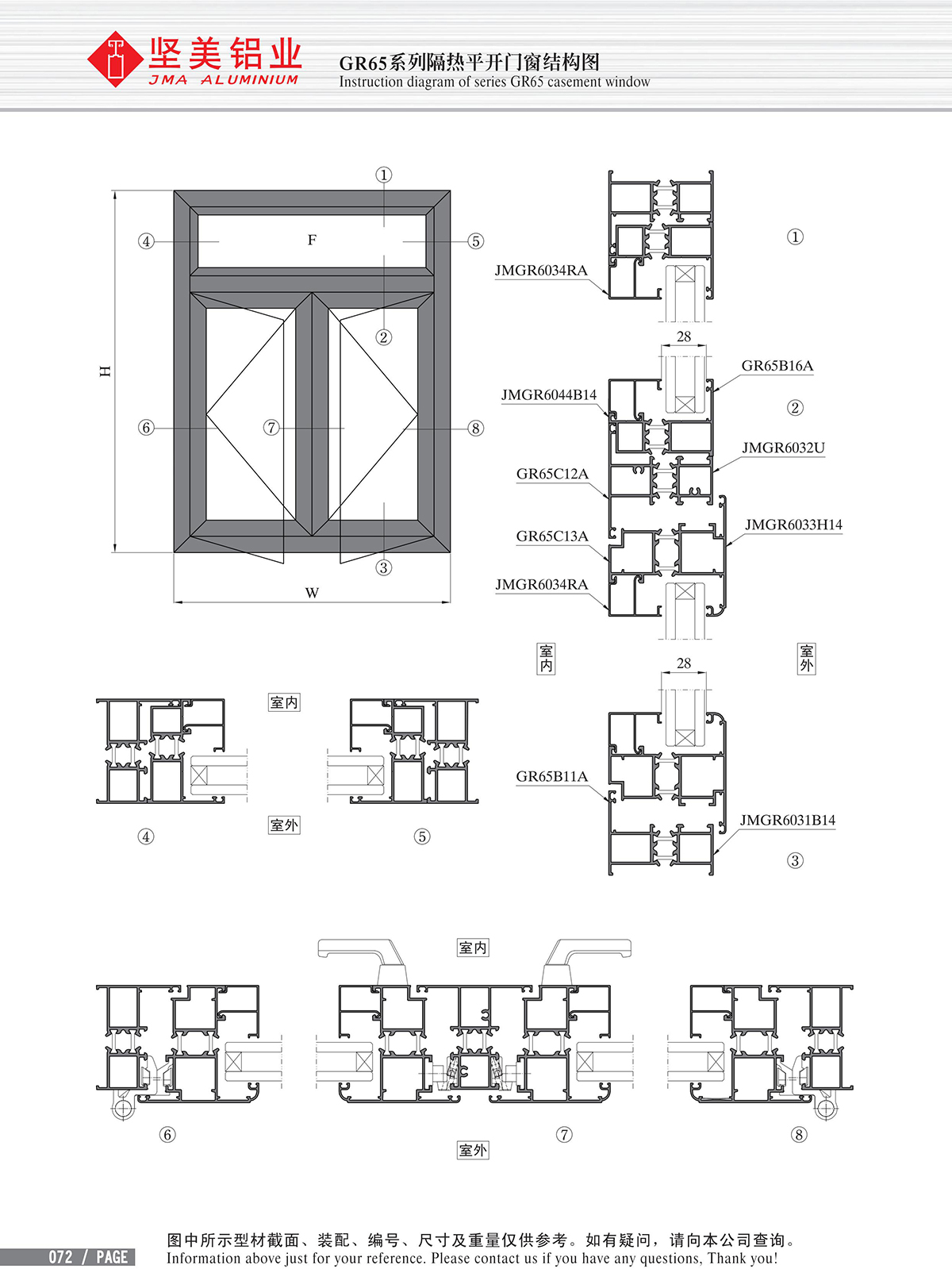 GR65系列隔熱平開門窗結(jié)構(gòu)圖-2