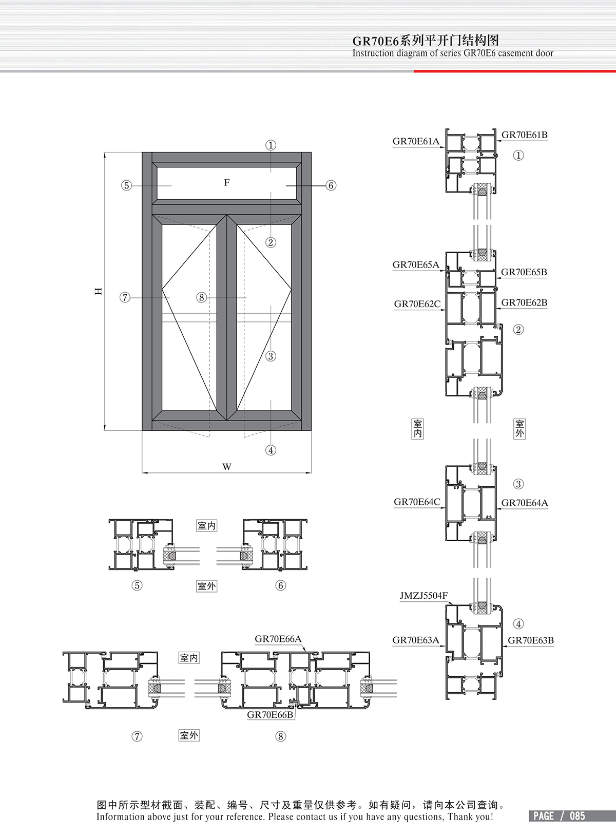 GR70E6系列平開門結構圖